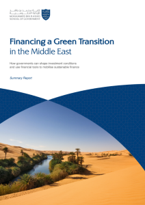 FINANCING A GREEN TRANSITION IN THE MIDDLE EAST – SUMMARY REPORT