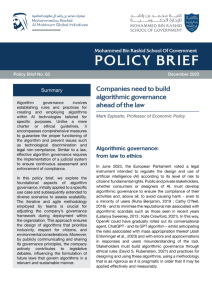 COMPANIES NEED TO BUILD ALGORITHMIC GOVERNANCE AHEAD OF THE LAW