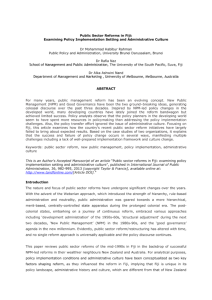 PUBLIC SECTOR REFORMS IN FIJI: EXAMINING POLICY IMPLEMENTATION SETTING AND ADMINISTRATIVE CULTURE