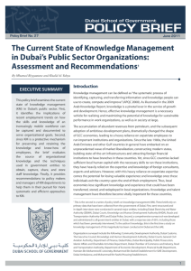 THE CURRENT STATE OF KNOWLEDGE MANAGEMENT IN DUBAI’S PUBLIC SECTOR ORGANIZATIONS: ASSESSMENT AND RECOMMENDATIONS