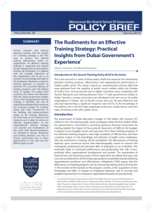 THE RUDIMENTS FOR AN EFFECTIVE TRAINING STRATEGY: PRACTICAL INSIGHTS FROM DUBAI GOVERNMENT’S EXPERIENCE, MHAMED BIYGAUTANE