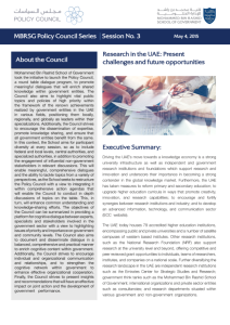 POLICY COUNCIL #3: RESEARCH IN UAE - PRESENT CHALLENGES AND FUTURE OPPORTUNITIES