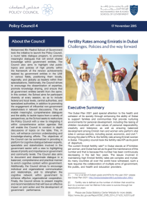 POLICY COUNCIL #4: FERTILITY RATES AMONG EMIRATIS IN DUBAI CHALLENGES, POLICIES AND THE WAY FORWARD