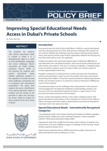 IMPROVING ACCESS TO SPECIAL EDUCATIONAL NEEDS IN DUBAI’S PRIVATE SCHOOLS