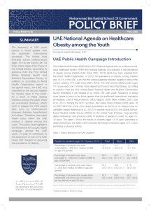 UAE NATIONAL AGENDA ON HEALTHCARE: OBESITY AMONG THE YOUTH